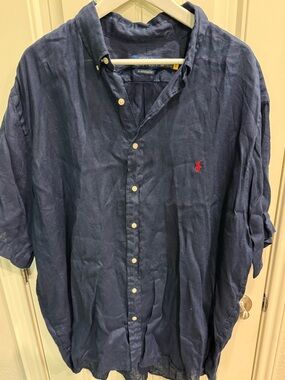 Ralph Lauren 2XB Navy Blue Linen Shirt